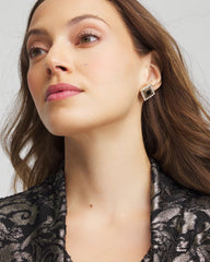 Chico's Jewelry Black & Goldtone Square Stud Earrings