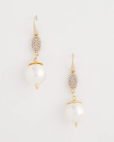 Chico's Jewelry Faux Pearl and Pave Drop Earrings