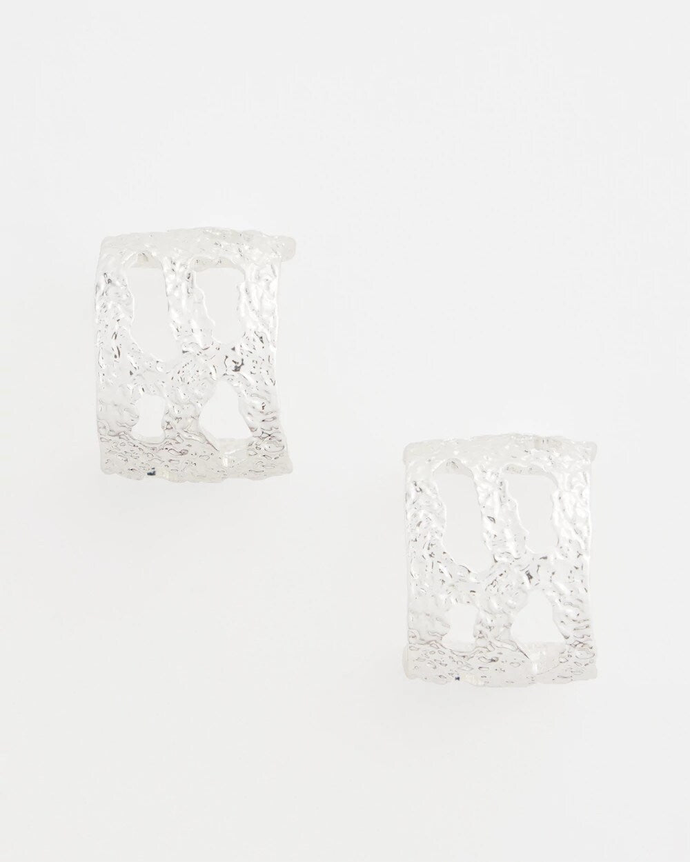 Chico's Jewelry No Droop® Cutout Silvertone Hoop Earrings