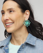 Chico's Jewelry No Droop™ Teal Flower Stud Earrings