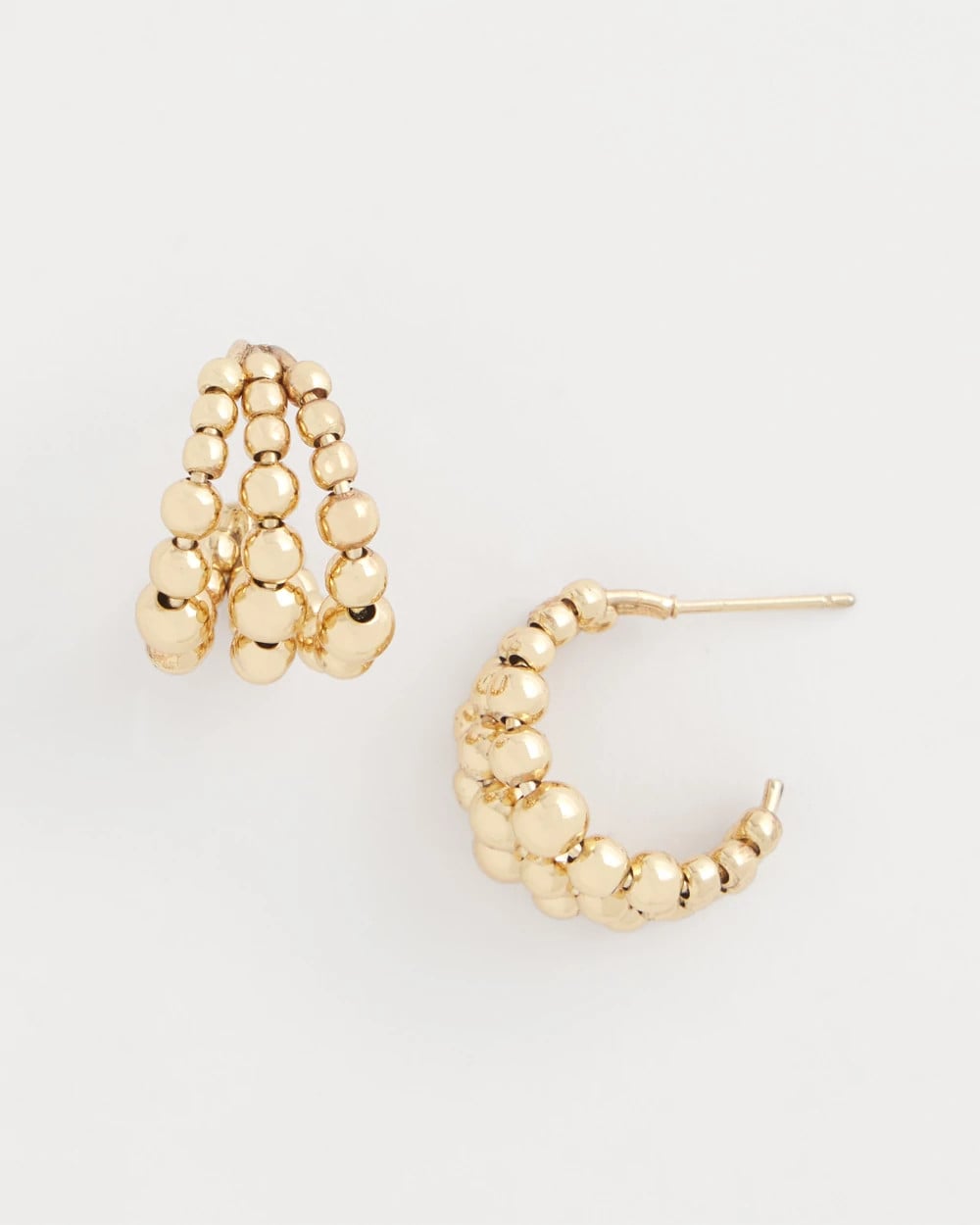 Chico's Jewelry Gold Beaded Mini Hoop Earrings