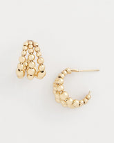 Chico's Jewelry Gold Beaded Mini Hoop Earrings