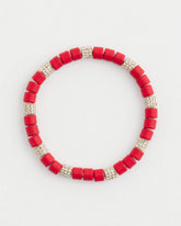 Chico's Jewelry Red Barrel Bead Stretch Bracelet
