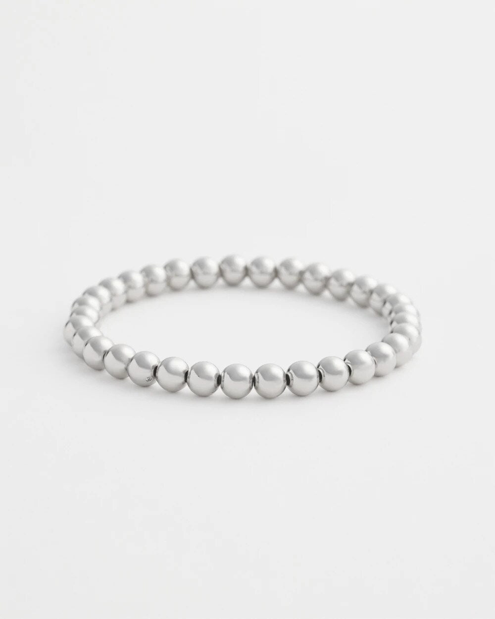 Chico's Jewelry Small Beaded Silver Tone Stretch Bracelet
