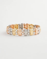 Chico's Jewelry Tri-Tone Rectangle Stretch Bracelet