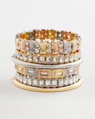 Chico's Jewelry Tri-Tone Rectangle Stretch Bracelet