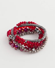 Chico's Jewelry Red Stretch Set of Five Beaded Bracelets