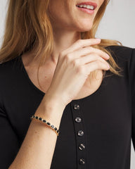 Chico's Jewelry Small Black Faceted Gem Stretch Cuff Bracelet