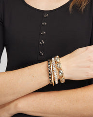 Chico's Jewelry Small Black Faceted Gem Stretch Cuff Bracelet
