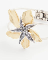 Chico's Jewelry Mixed-Metal Floral Cuff Bangle Bracelet