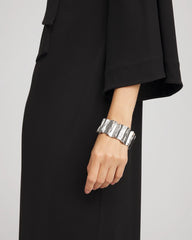 Chico's Jewelry Silvertone Wave Stretch Cuff Bracelet