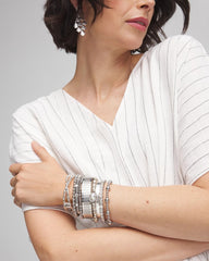 Chico's Jewelry Silver Tone Stretch Watchband Bracelet