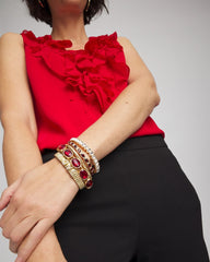 Chico's Jewelry Gold Bezel Set Stretch Tennis Bracelet