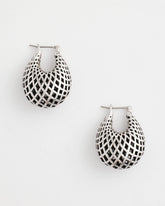 Chico's Jewelry Silver Lattice Puff Hoop Earrings