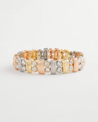 Chico's Jewelry Tri-Tone Rectangle Stretch Bracelet