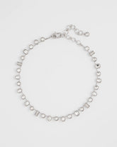 Chico's Jewelry Bezel Set Short Silvertone Necklace