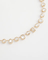 Chico's Jewelry Bezel Set Short Goldtone Necklace