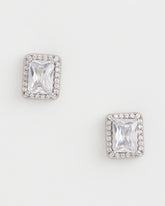 Chico's Jewelry Silver Emerald Cut Stud Earrings