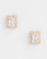 Chico's Jewelry Gold Emerald Cut Stud Earrings