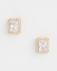 Chico's Jewelry Gold Emerald Cut Stud Earrings