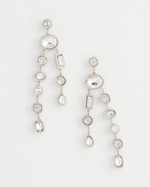 Chico's Jewelry Bezel Set Linear Silvertone Earrings