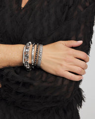 Chico's Jewelry Hematite Rhinestone Tone Bangle