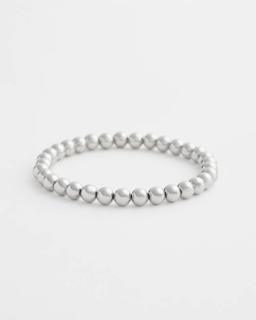 Chico's Jewelry Small Beaded Silver Tone Stretch Bracelet