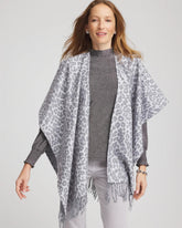 Chico's Accessories Reversible Animal Print Fringe Ruana