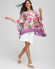 Chico's Accessories Floral-Print Poncho