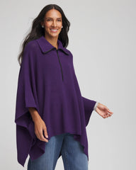 Chico's Accessories Rhinestone Zip-Collar Sweater Poncho