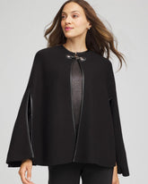 Chico's Accessories Faux Leather Trim Cape
