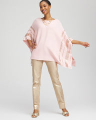 Chico's Accessories Sequin Striped Sweater Poncho