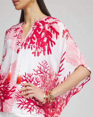Chico's Accessories Coral Reef Motif Poncho