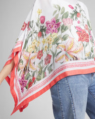 Chico's Accessories Wildflower Crepe Boatneck Poncho