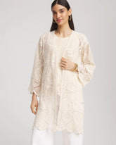 Chico's Accessories Cutwork Crochet-Lace Long Kimono