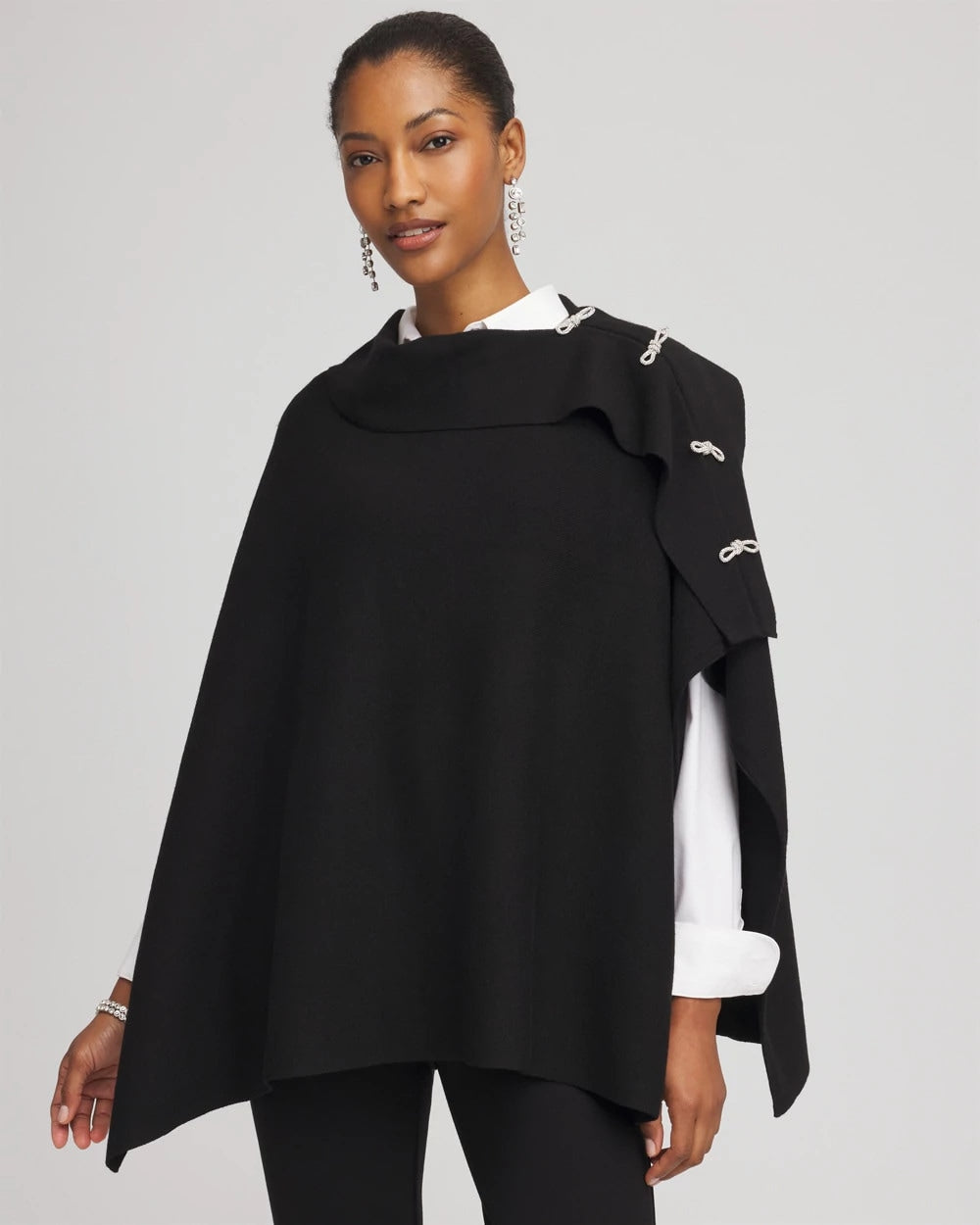 Chico's Accessories Embellished Bow Poncho