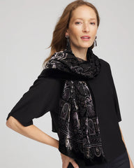 Chico's Accessories Velvet Burnout Oblong Scarf