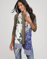 Chico's Accessories Colorblock Floral-Print Oblong Scarf