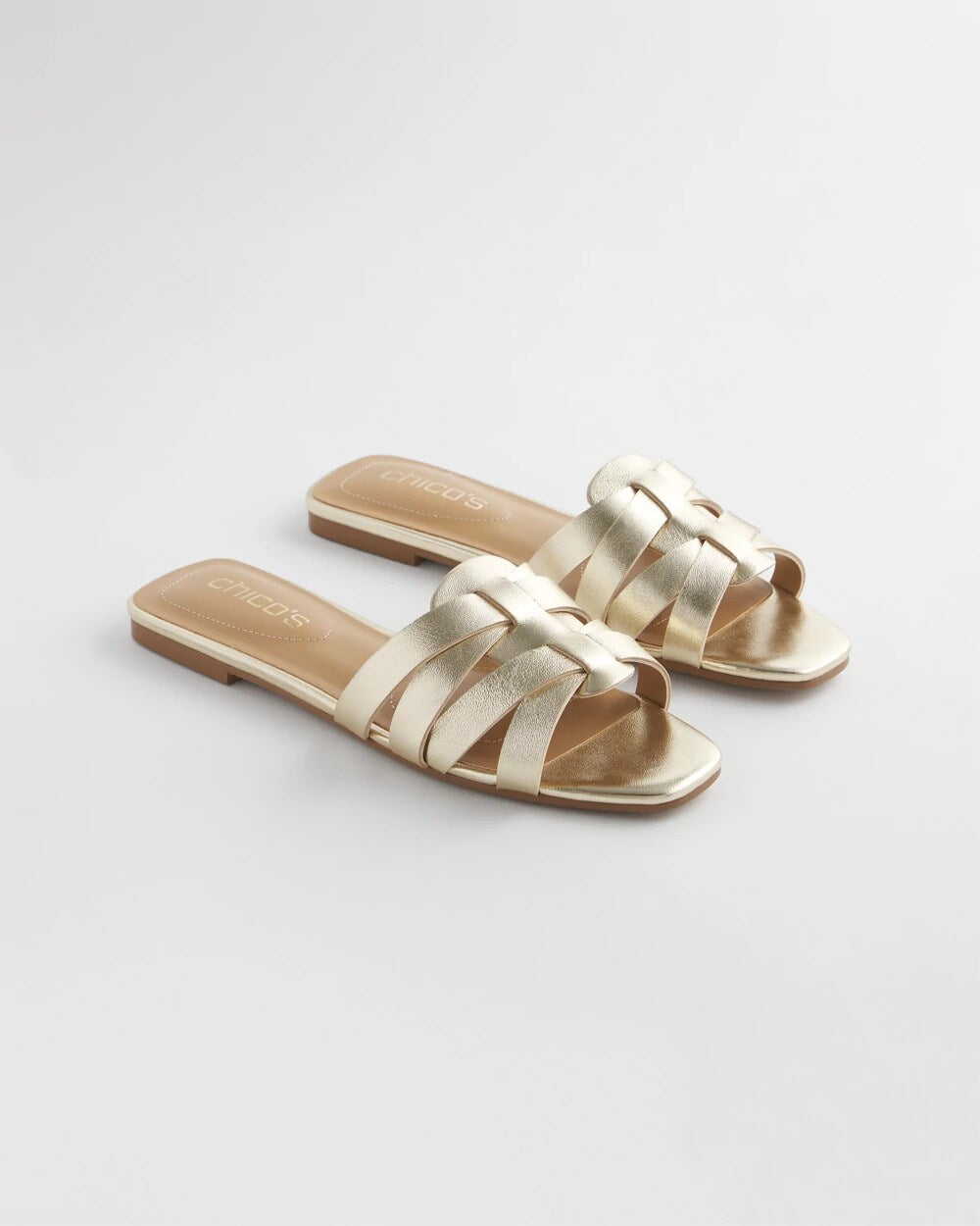 Chico's Accessories Leather Cassidy Cross-Strap Slide Shoes