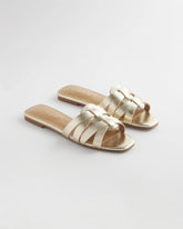 Chico's Accessories Leather Cassidy Cross-Strap Slide Shoes