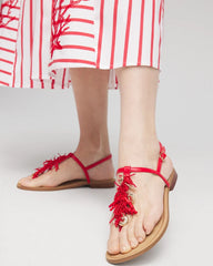 Chico's Accessories Coral Beach T-Strap Sandals