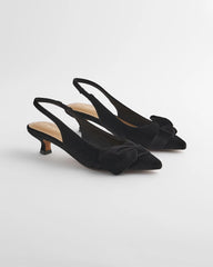 Chico's Accessories Charm Velvet Bow Kitten Heels
