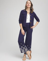 Chico's Petites Petite Brigitte™ 180 Embroidered Wide-Leg Cropped Pants