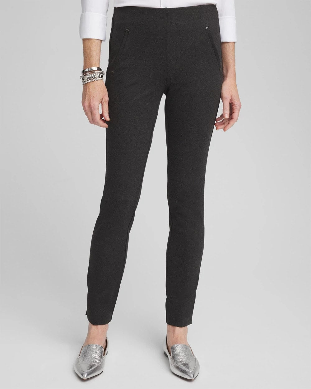 Chico's Petites Petite Juliet Trim Detail Ponte Ankle Pants