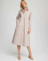 Chico's Petites Petite Vanilla Chai Striped Shirtdress