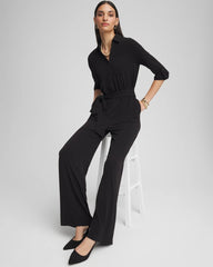 Chico's Petites Petite Belted Jersey Maxi Jumpsuit