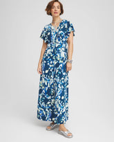 Chico's Petites Petite Flutter Sleeved Jersey Maxi Dress