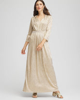 Chico's Petites Petite Metallic Knit Pleated Maxi Dress