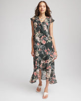 Chico's Petites Petite Floral Ruffle-Trim Chiffon Dress