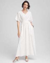 Chico's Petites Metallic Striped Maxi Dress